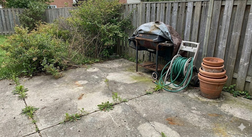 Original state of the backyard before AI redesign by RYY