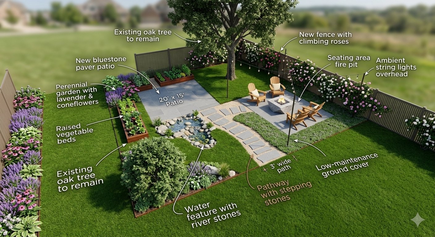 Modern backyard redesign AI visualiser by RYY