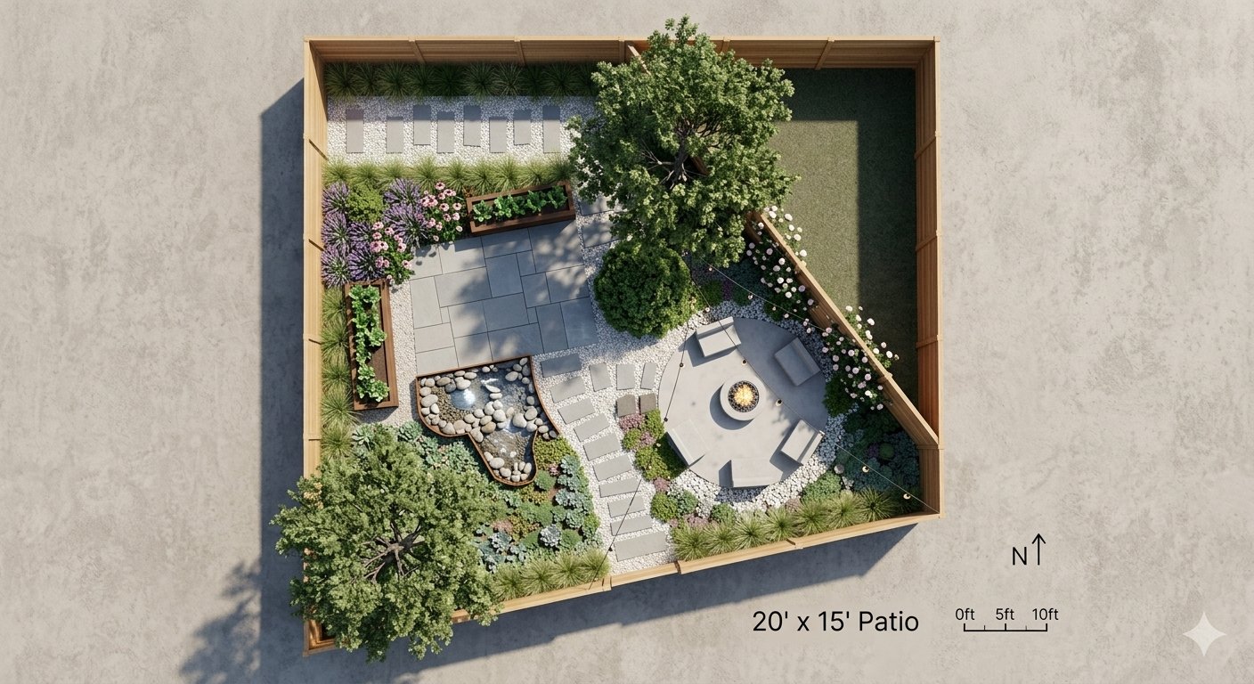 Modern full garden design redesign AI visualiser by RYY