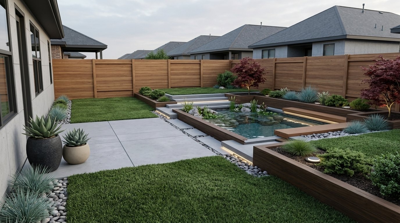 Modern full garden design redesign AI visualiser by RYY