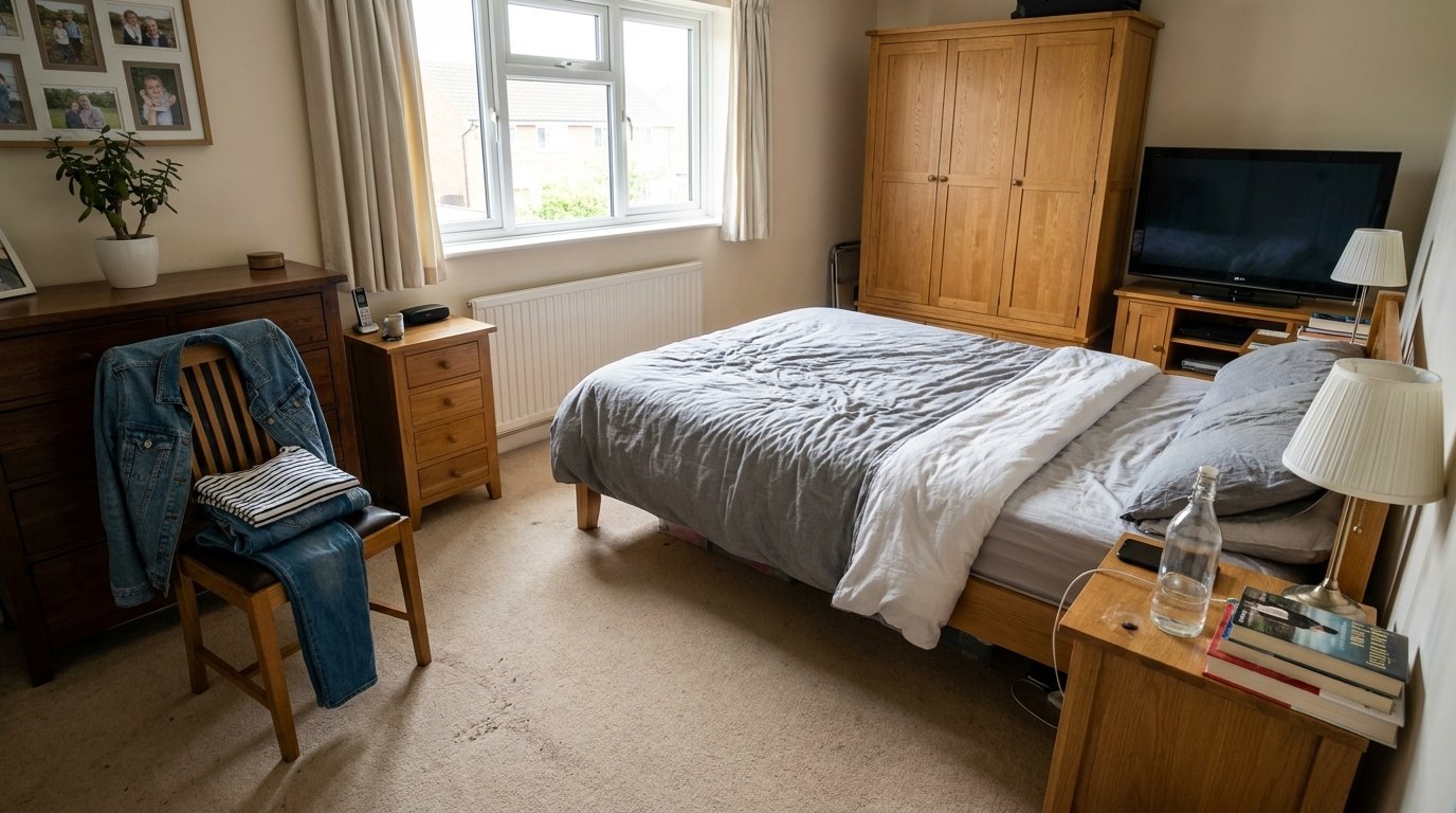 Original state of the bedroom before AI redesign by RYY