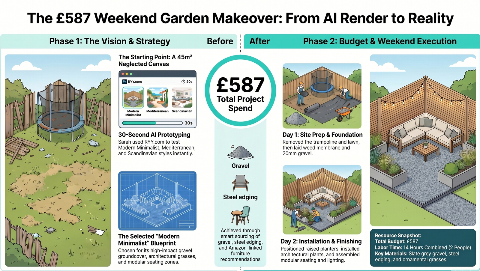 Garden Transformation: From Overgrown to Modern Oasis in Days