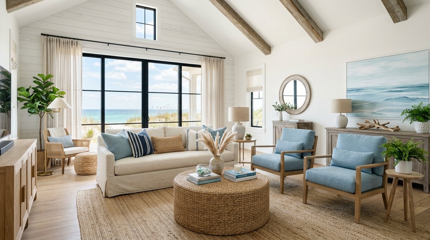 Coastal Living Room Ideas: Serene Blues, Whites & Naturals