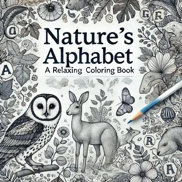Nature's Alphabet: A Relaxing Adult Coloring Book cover