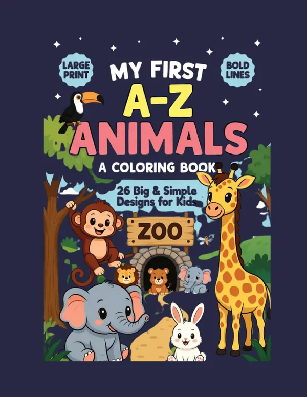 Big and Simple A-Z Animal Coloring Book cover